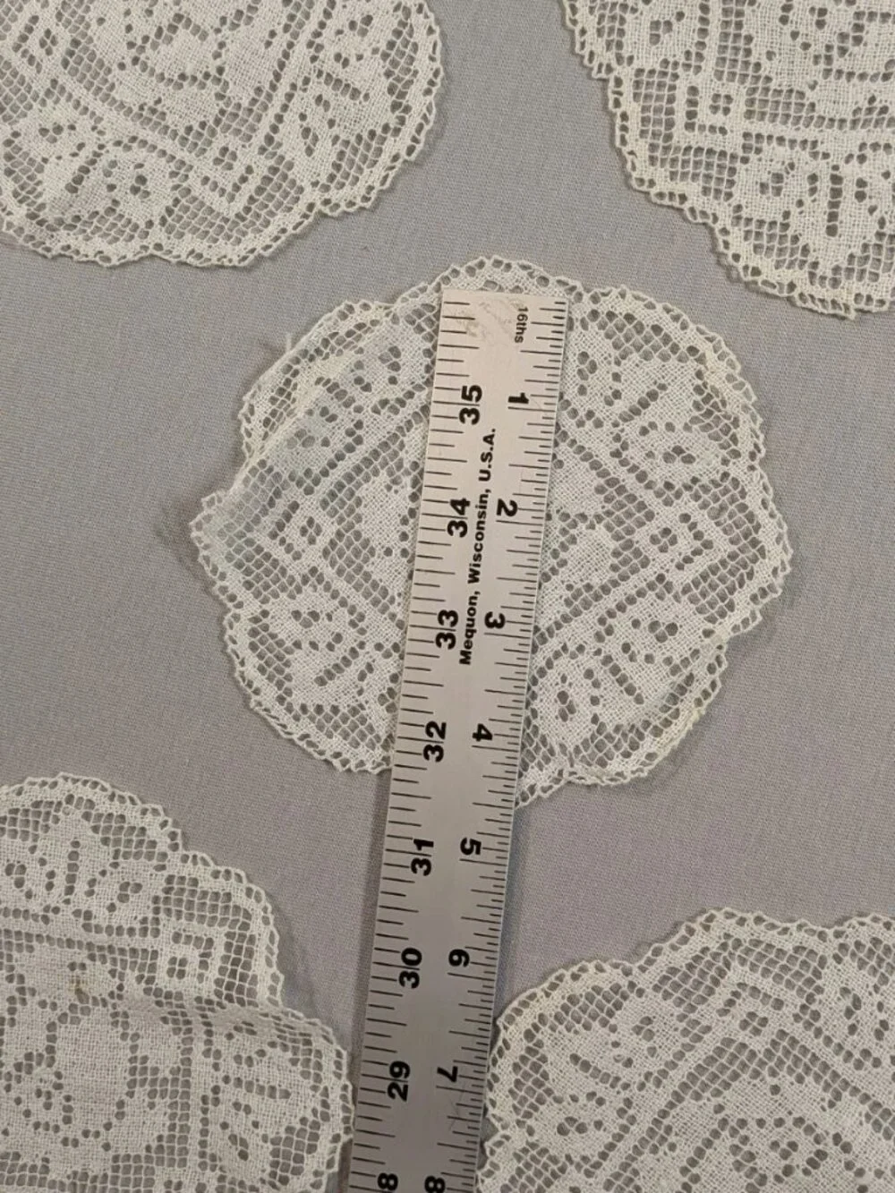 5 Vintage Net Lace Rose Doilies Handwoven 5